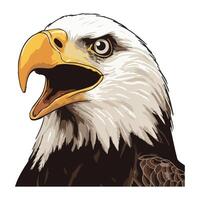 Bald eagle screaming with aggression, flying high icon isolated vector