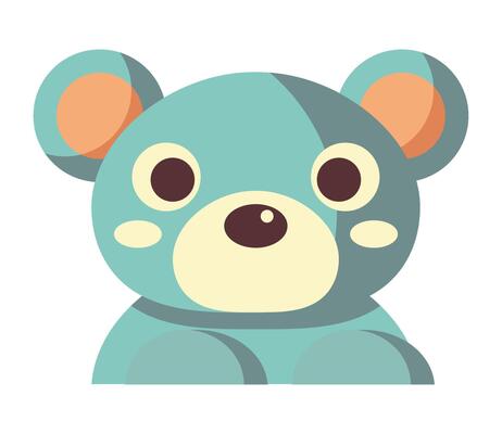 Cute animal cartoon toy for childs icon isolated