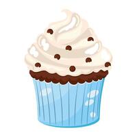 Cupcake with whipped cream icon design isolated vector