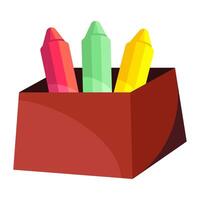 crayons color in box icon isolated vector