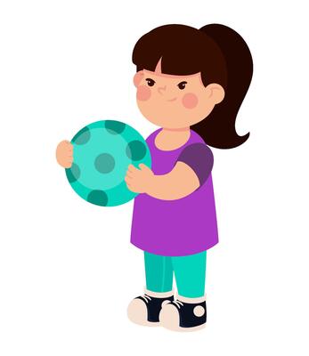 girl playing with a ball icon isolated
