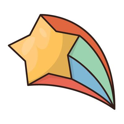 shooting star retro icon isolated illustration