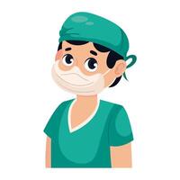 doctor man character in medical mask vector