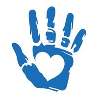 handprint paint color with heart isolated icon vector