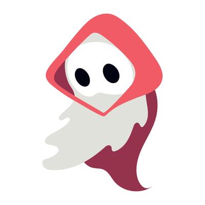 halloween ghost red cape illustration isolated