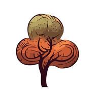 greenery tree nature sketch icon isolated vector