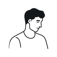 young man in black and white style icon isolated vector