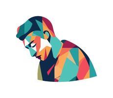 Geometric shapes young man backdrop icon isolated vector