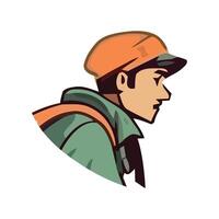portrait young man with backpack icon isolated vector