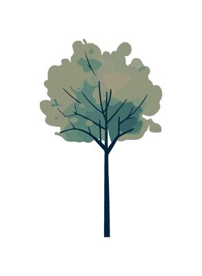 Green leaves on tree branch icon isolated