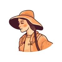 Young Woman with hat in vintage style icon isolated vector