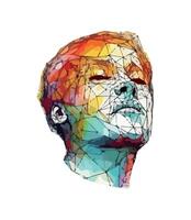 Abstract portrait of young adults in abstract colors icon isolated vector