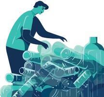man with recycling bottles icon isolated vector