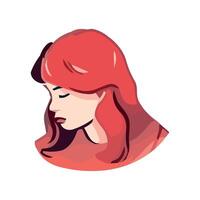 Cute cartoon girl with red hair smiling icon isolated vector