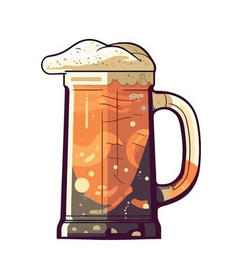Frothy brew in pint glass, perfect celebration drink icon isolated