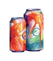 Multi colored soda bottle with abstract shapes icon isolated vector