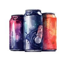 Refreshing soda can with blue abstract design icon isolated vector