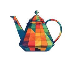 Teapot icon in abstract multi colored design isolated vector