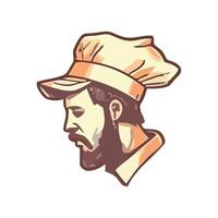 Smiling chef in uniform cooks gourmet meal icon isolated vector