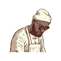 One cheerful chef in apron icon isolated vector