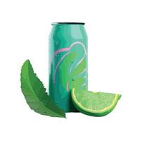 Fresh lemon cocktail, healthy refreshment in summer icon isolated vector