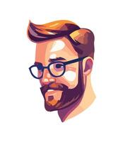 sonriente empresario con barba y los anteojos aislado vector