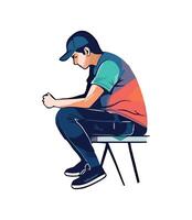 Man sitting, illustrated in art style icon isolated vector