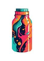 Abstract shapes in multi colored drink bottle icon isolated vector