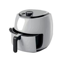 Modern air fryer with handle on white background icon isolated vector