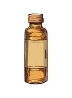 Herbal bottle with aromatherapy oil label icon isolated vector