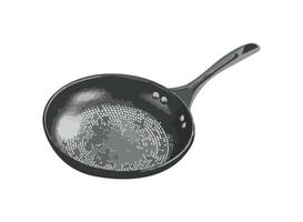 Clean chrome frying pan with metal handle icon isolated vector
