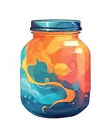 Fresh summer fruits in a transparent jar icon isolated vector