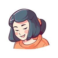 Smiling woman, happiness and love icon isolated vector