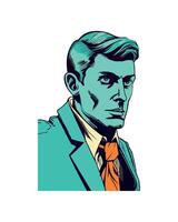 Stressed businessman in suit, looking for success icon isolated vector