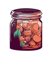 saving money in jar glass icon isolated vector