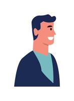 Smiling businessman icon in flat cartoon design isolated vector