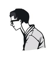 Modern man smiling with eyeglasses icon isolated vector