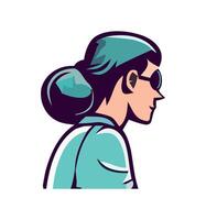 Smiling cartoon character with eyeglasses icon isolated vector