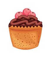 cupcake with fruits icon isolated white background vector