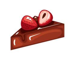 dessert chocolate cake and fruits icon vector