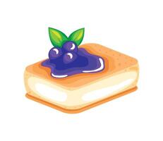 dessert cheesecake and fruits icon isolated vector