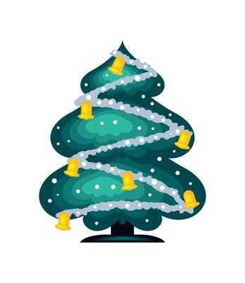 christmas tree and balls illustration isolated
