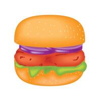 gourmet burger with onion illustration isolated vector