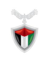 palestine flag in shield with dove design vector