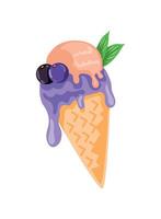 acai ice cream cone illustration vector
