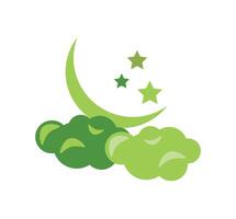idul fitri moon and clouds illustration vector