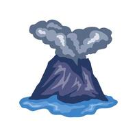 volcano with smoke drawing isolated design vector
