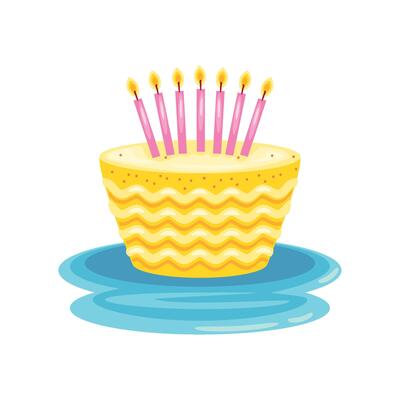birthday cake and candles isolated design
