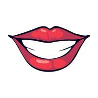 mouth pop art smiling icon isolated vector