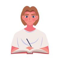 man writing and studying illustration isolated vector
